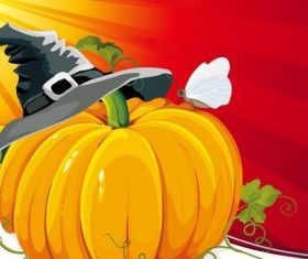 Halloween Pumpkin with Background Vector Illustration