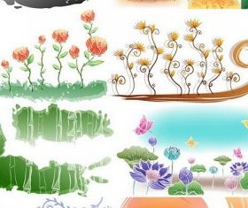handpainted flowers background vectors graphic
