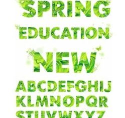 spring green letters vector