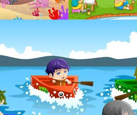 Backgrounds with Children 6 vectors graphics