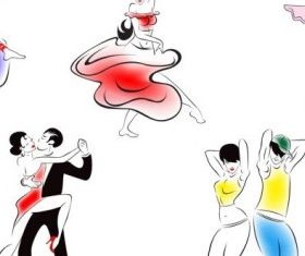 Dancing people with party design vector set 04 free download