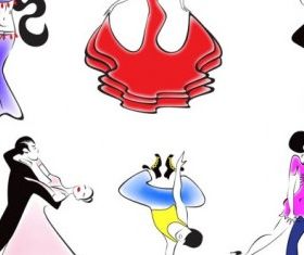 people dancing silhouette 01 set vector