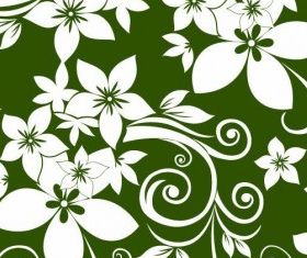 Abstract Floral Ornament on Green Background vector graphics