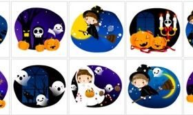 cute halloween scene vector
