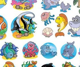 cute marine animals vector