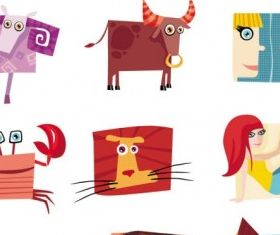 cartoon 12 constellation pattern 03 vector