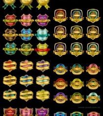 gold medals ribbon tag vector