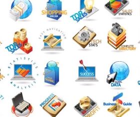 financial threedimensional icon vector set