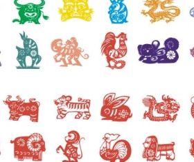 zodiac papercut vector material
