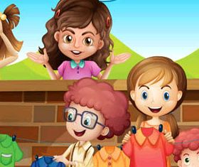 Backgrounds with Children 5 vectors graphic