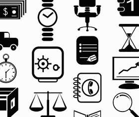 Black Office Icons free vector graphic