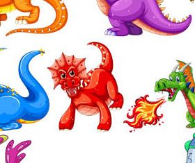 Cartoon Dino Set vectors graphic