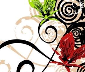 Grungy background with flowers vectors graphic