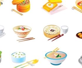 cartoon food icon set vector