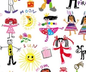 cartoon children illustrator 02 vector