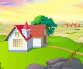 Cartoon Landscapes Background set vector