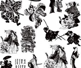 Black Geishand Samurai design vectors