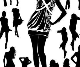black and white silhouette 01 vector material