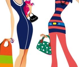 fashion women illustrator 02 set vector