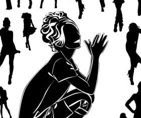 black and white silhouette 05 set vector