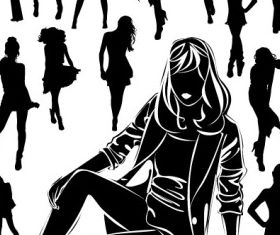 black and white silhouette 04 set vector