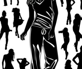 black and white silhouette 03 set vector