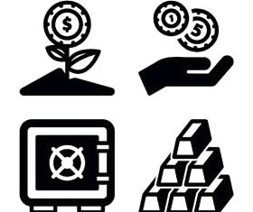 Black Financial Icons vectors graphics