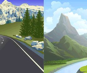 Beautiful Mountains Set vector graphic