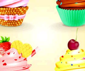 Cupcakes set vector