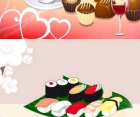 coffee and cake sushi vector