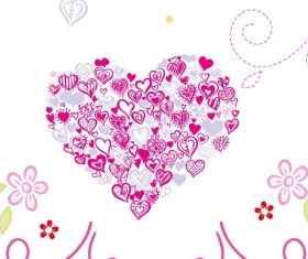 Floral Love Heart Vector Graphic Illustration
