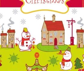 cartoon christmas background 01 shiny vector