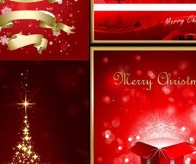 christmas red elements poster vector