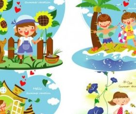 children summer vacation 2 vector