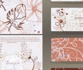 leaves pattern business card 01 vector