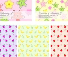 fruit and flowers background vectors