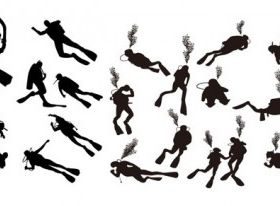 diver silhouette vector material