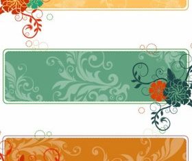 Retro Flower Banners vector graphic