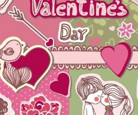 cute couple illustrator 02 vector material