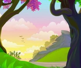 Cartoon natural landscape vector