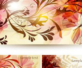 Flowers Shiny Banners Illustration vector