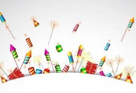 Cartoon Festival fireworks set vector