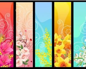 flower banner 02 design vectors