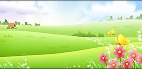 Grass with flower and butterfly vector