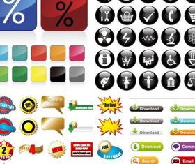 some useful button icon vector