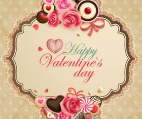 oldfashioned valentine cards 05 vectors material