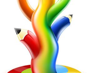 Colored pencil tree vectors material