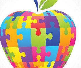 Puzzle apple vector graphics