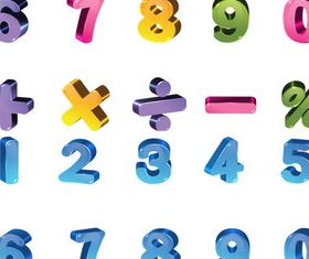 3D colored alphabet with number vector