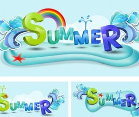 summer theme font design vector